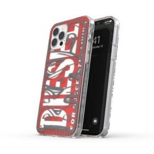 Husă Diesel Snap Case Clear AOP iPhone 12 Pro Max czerwono-szary/rosu-gri 42568