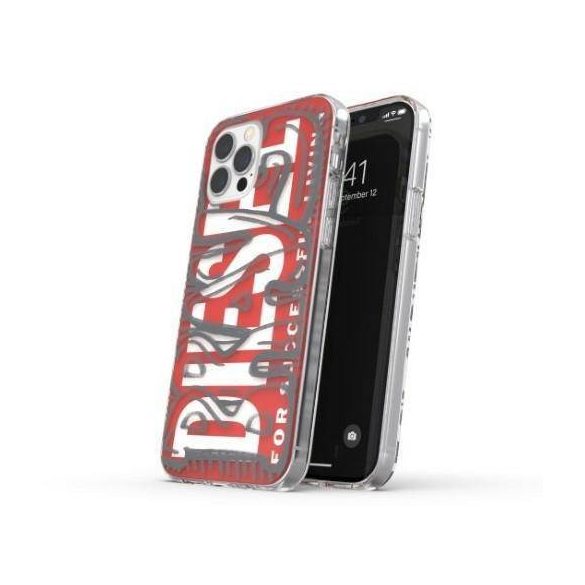 Husă Diesel Snap Case Clear AOP iPhone 12 Pro Max czerwono-szary/rosu-gri 42568