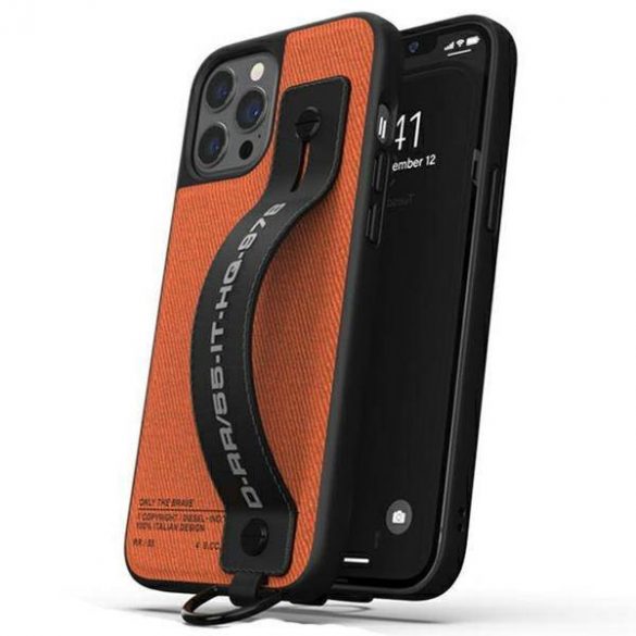 Husă cu curele de mână Diesel Utility Twill pentru iPhone 12/12 Pro czarno-pomarańczowy/negru-portocaliu 44288