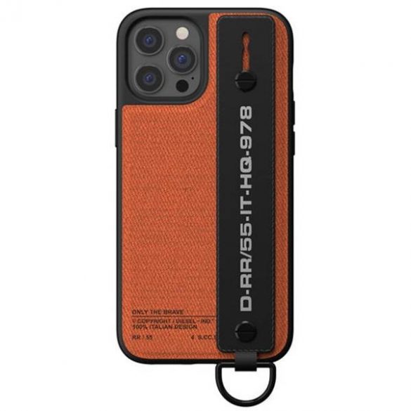 Husă cu curele de mână Diesel Utility Twill pentru iPhone 12/12 Pro czarno-pomarańczowy/negru-portocaliu 44288