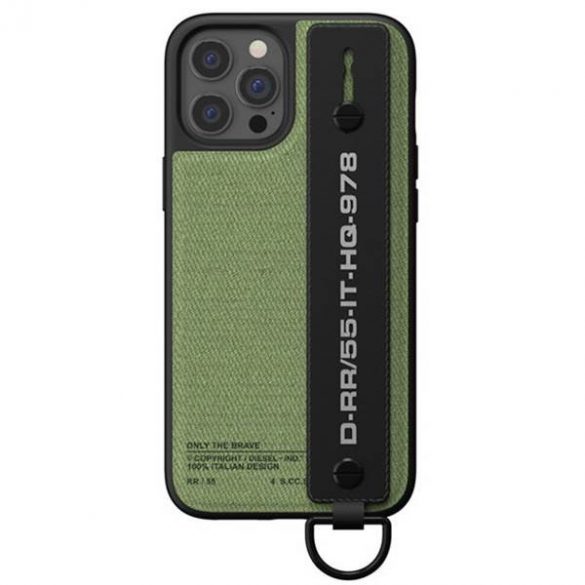 Diesel Handstrap husă Utility Twill iPhone 12/12 Pro negru-verde / negru-verde 44291 husă