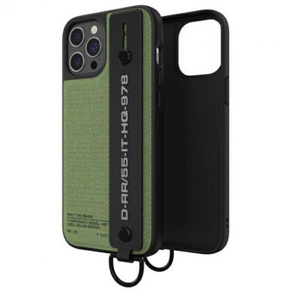 Diesel Handstrap husă Utility Twill iPhone 12/12 Pro negru-verde / negru-verde 44291 husă