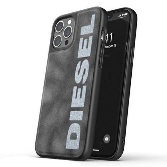 Husă modelată Diesel Bleached Denim pentru iPhone 12/12 Pro szaro-biały/gri-alb 44297