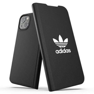 Husă Adidas OR Booklet BASIC iPhone 13 / 14 / 15 6,1" biały/negru alb 47086