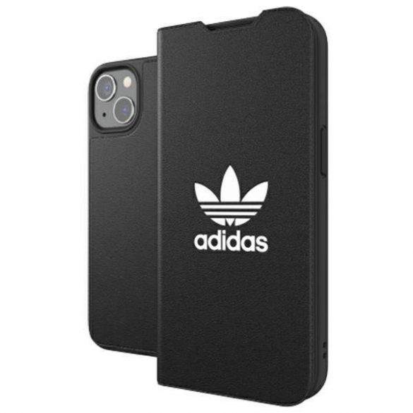 Husă Adidas OR Booklet BASIC iPhone 13 / 14 / 15 6,1" biały/negru alb 47086