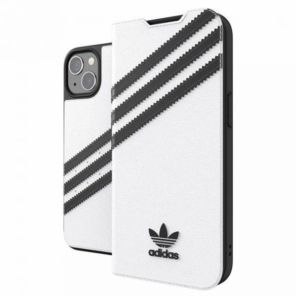 Husă Adidas OR Booklet PU iPhone 13 / 14 / 15 6.1" biały/negru alb 47092