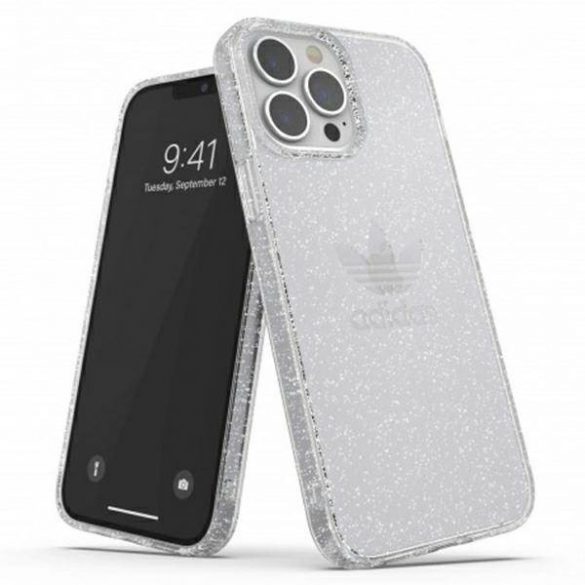 Adidas OR Husă de protecție pentru iPhone 13 Pro Max 6,7" Husă transparentă cu sclipici 47148