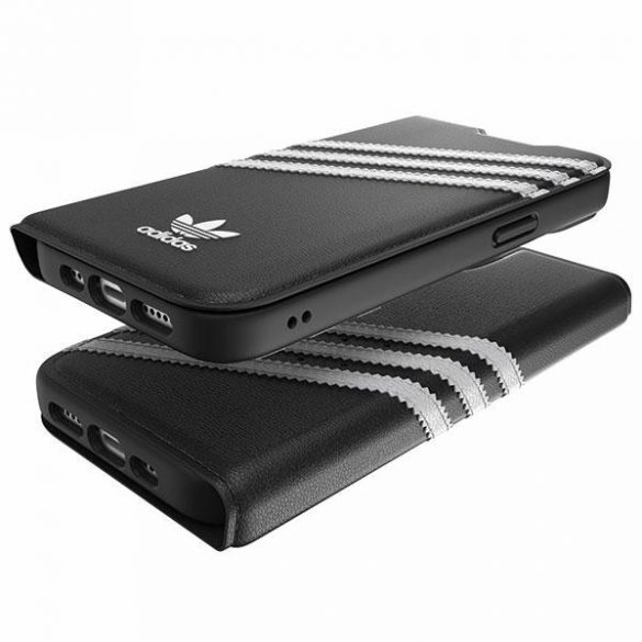 Adidas OR Booklet husă PU iPhone 14 / 15 / 13 6.1" negru alb/negru  50195