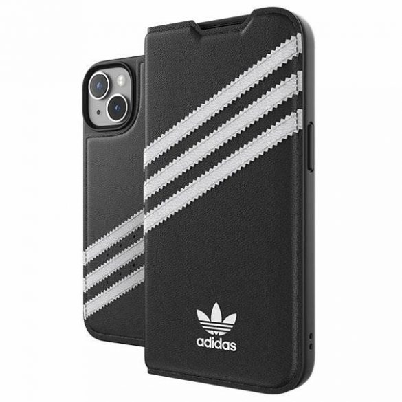 Adidas OR Booklet husă PU iPhone 14 / 15 / 13 6.1" negru alb/negru  50195