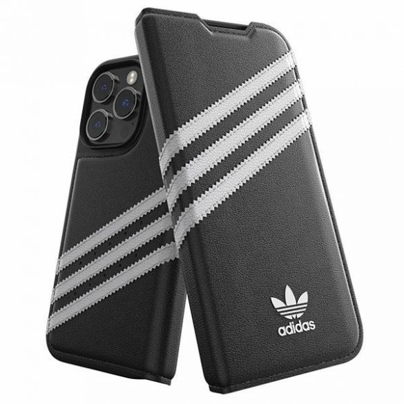 Husă Adidas OR Booklet PU iPhone 14 Pro czarno biały/negru alb 50196