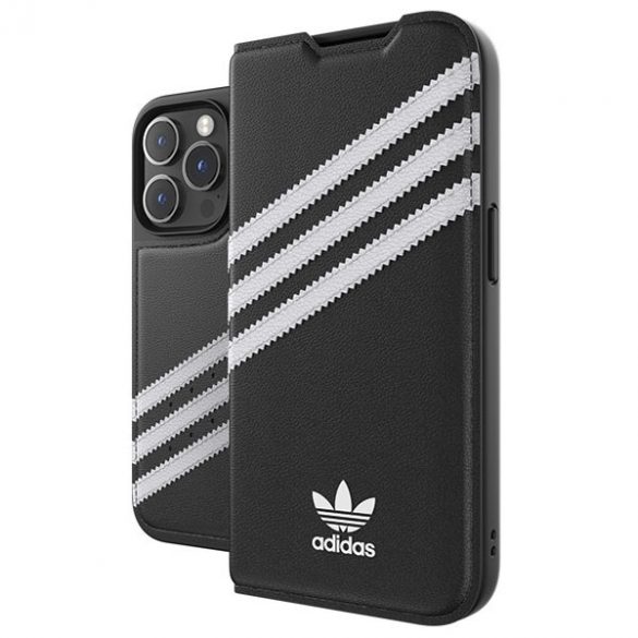 Husă Adidas OR Booklet PU iPhone 14 Pro czarno biały/negru alb 50196