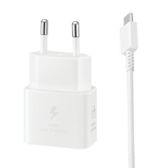 Ład. siec. Samsung EP-T2510XW 25W Fast Charge + cablu USB-C/USB-C biał/alb