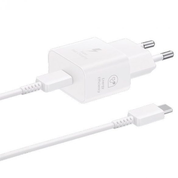 Ład. siec. Samsung EP-T2510XW 25W Fast Charge + cablu USB-C/USB-C biał/alb