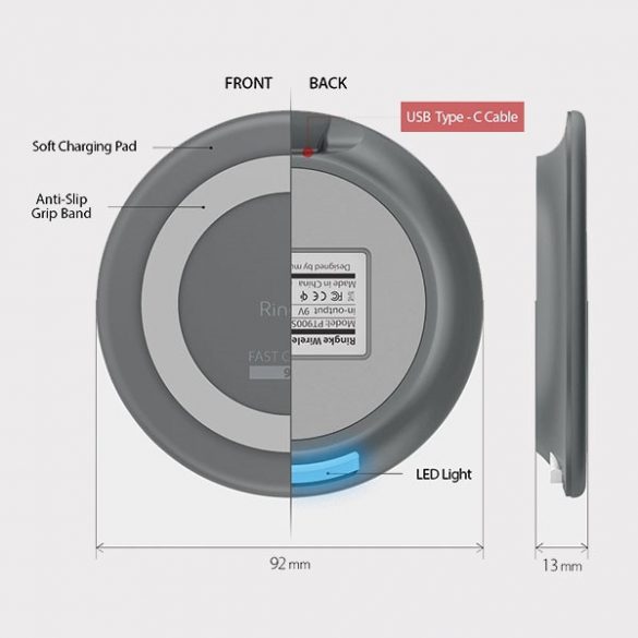 Ringke Ład. indukcyjna PT900S MFi Fast Charge szary/gri ACWC0001