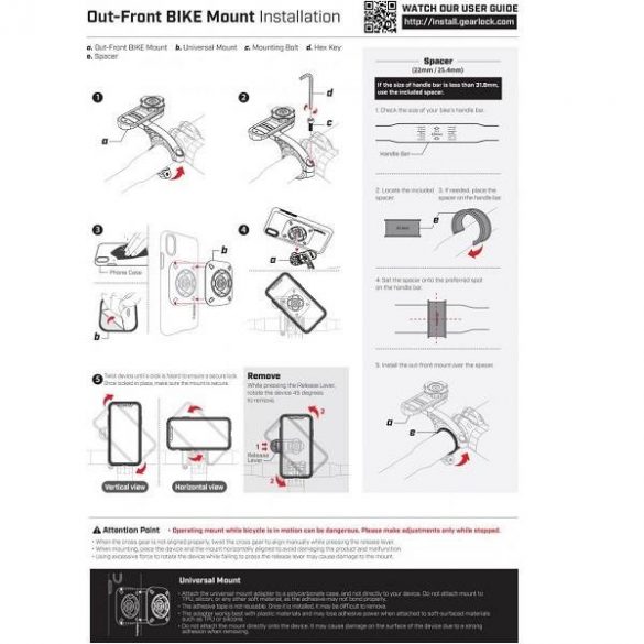 Suport pentru biciclete Spigen GearLock Uchwyt roweroy OutFront MF100 000MP25056