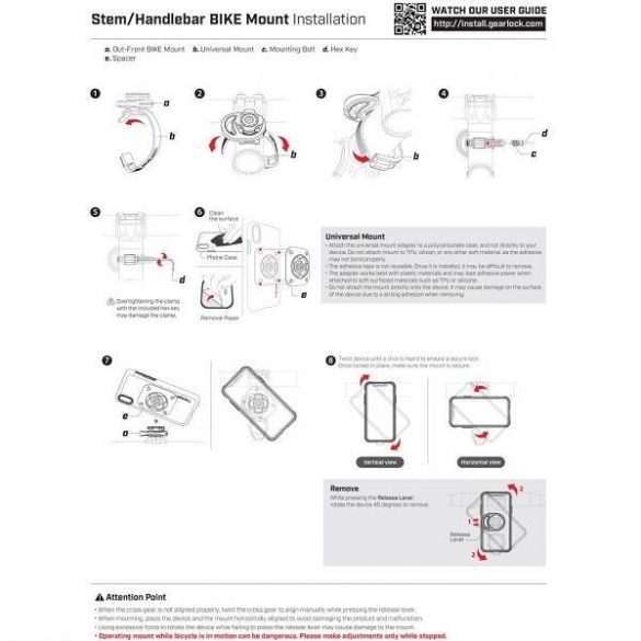 Spigen GearLock Uchwyt roweroy Handleba r MS100 000MP25057 Suport pentru bicicleta