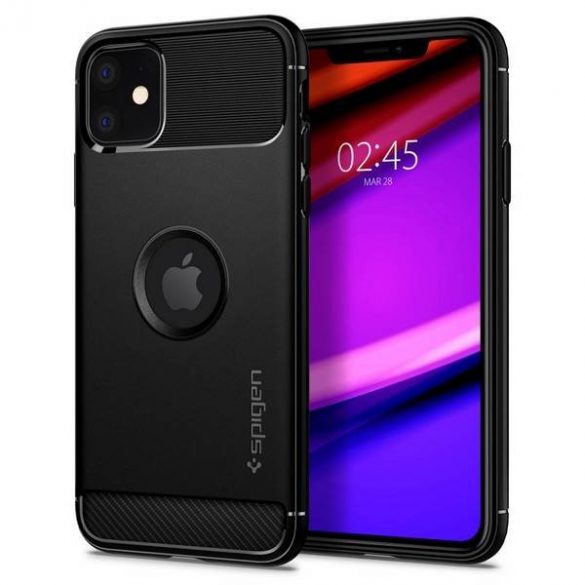 Husă Spigen Rugged Armor pentru iPhone 11, neagră, 076CS27183