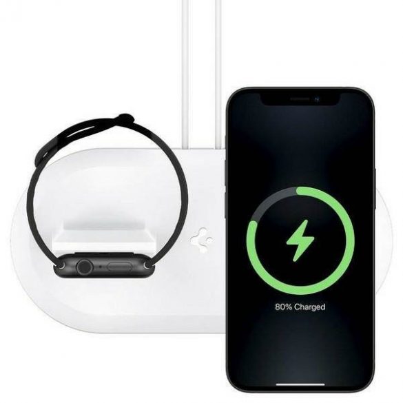 Spigen Magfit Duo Apple Magsafe &Watch Incarcator Stand biały/alb AMP02797 carcasa