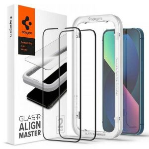 Spigen Alm Glass FC iPhone 13/13 Pro 2 szt. szkło hartowane czarna ramka AGL03387 protector de ecran