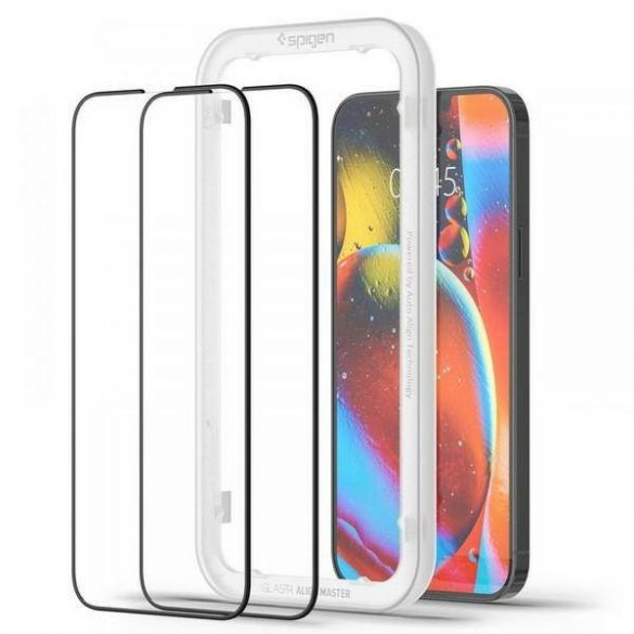 Spigen Alm Glass FC iPhone 13/13 Pro 2 szt. szkło hartowane czarna ramka AGL03387 protector de ecran