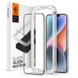 Spigen Alm Glass FC iPhone 14/13 Pro/13 szkło hartowane czarna ramka z ramką montażową AGL03725 protector de ecran