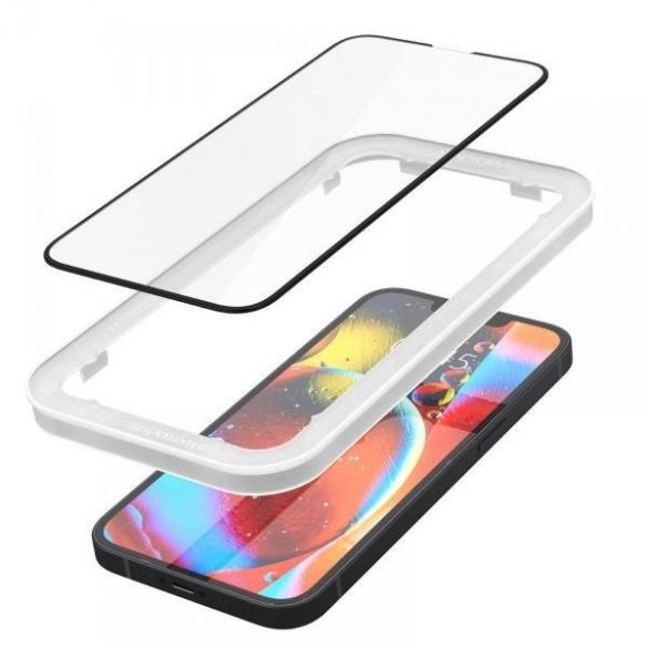 Spigen Alm Glass FC iPhone 14/13 Pro/13 szkło hartowane czarna ramka z ramką montażową AGL03725 protector de ecran