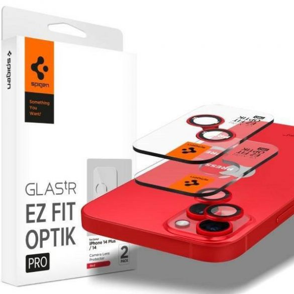 Spigen Optik.Tr Camera iPhone 14/14 Plus EZ FIT Lens 2szt./2buc czerwony/red AGL05605 protectie ecran