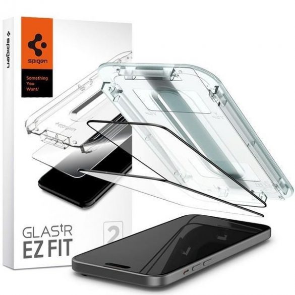 Spigen Glas.TR FC iPhone 15 Plus 6.7 "EZ FIT" 2 szt. szkło hartowane czarna ramka AGL06884"