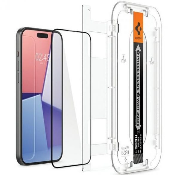 Spigen Glas.TR FC iPhone 15 Plus 6.7 "EZ FIT" 2 szt. szkło hartowane czarna ramka AGL06884"