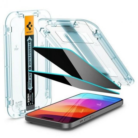 Spigen Glas.TR iPhone 15 Plus 6.7" "EZ FIT" 2 szt. confidențialitate szkło hartowane prywatyzujące AGL06885