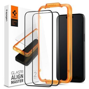 Spigen Alm Glass FC iPhone 15 Pro 6.1 2 szt. szkło hartowane czarna ramka AGL06895"