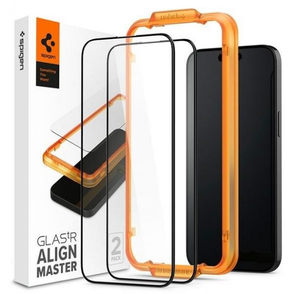 Spigen Alm Glass FC iPhone 15 6.1 2 szt. szkło hartowane czarna ramka AGL06906"