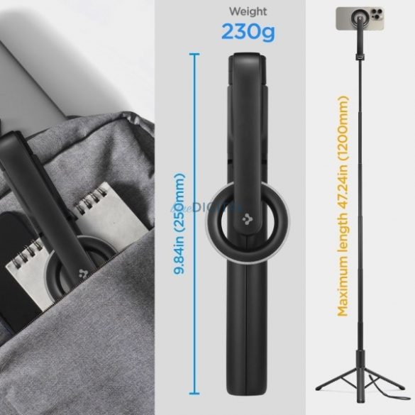 Spigen S580W MagSafe Bluetooth selfie stick și trepied - negru