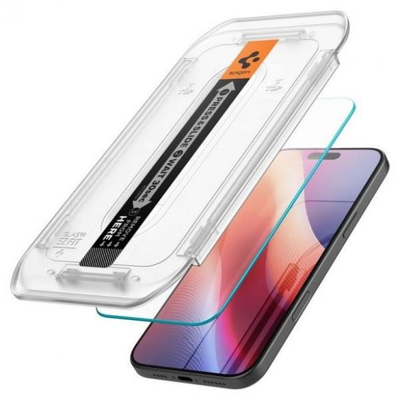 Spigen Glas.tR "EZ FIT" folie de sticlă cu cadru de montare pentru iPhone 16 Pro Max (2 buc)