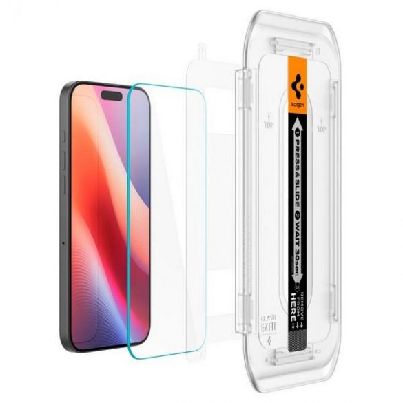 Spigen Glas.tR "EZ FIT" folie de sticlă cu cadru de montare pentru iPhone 16 Pro Max (2 buc)