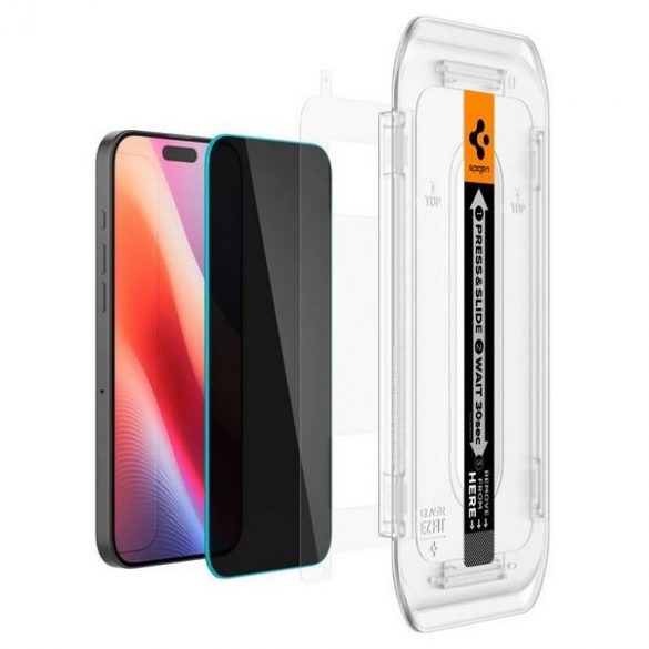 Sticlă temperată antireflex Spigen Glas.tR cu cadru de montare pentru iPhone 16 Pro Max - 2 buc