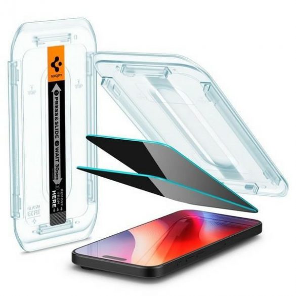 Sticlă temperată antireflex Spigen Glas.tR cu cadru de montare pentru iPhone 16 Pro Max - 2 buc