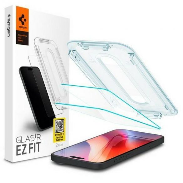 Spigen Glas.tR "EZ FIT" folie de sticlă cu cadru de montare pentru iPhone 16 Pro (2 buc)