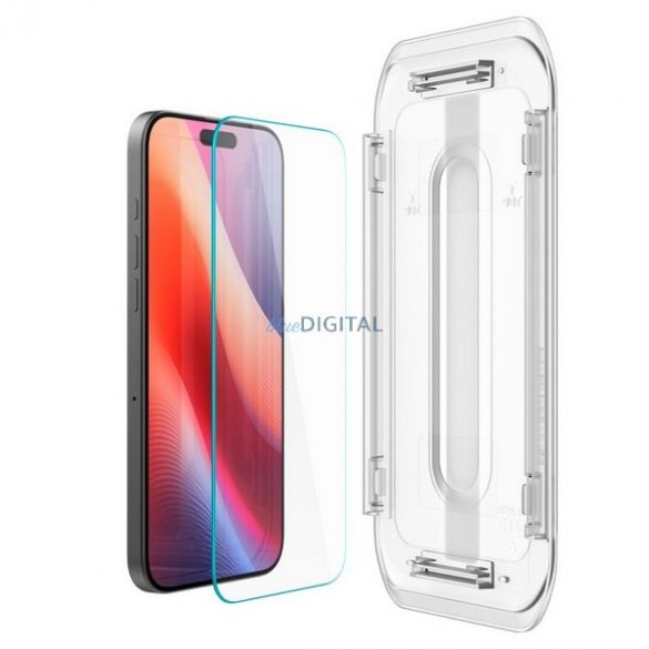 Spigen Glas.tR "EZ FIT" folie de sticlă cu cadru de montare pentru iPhone 16 Pro (2 buc)