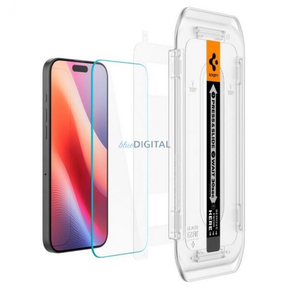 Spigen Glas.tR "EZ FIT" folie de sticlă cu cadru de montare pentru iPhone 16 Pro (2 buc)