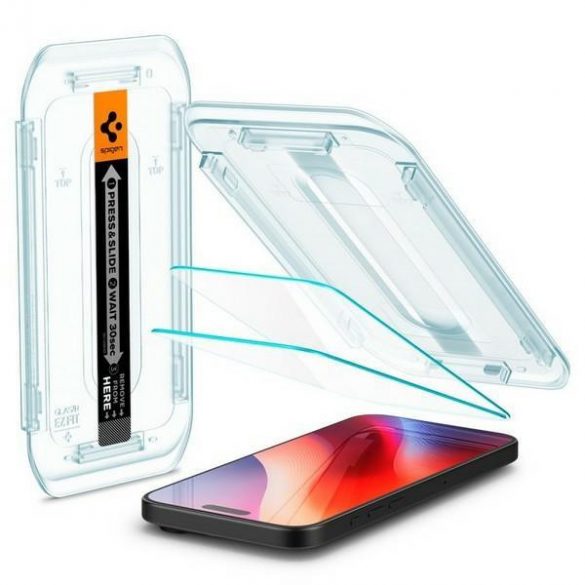 Spigen Glas.tR "EZ FIT" folie de sticlă cu cadru de montare pentru iPhone 16 Pro (2 buc)