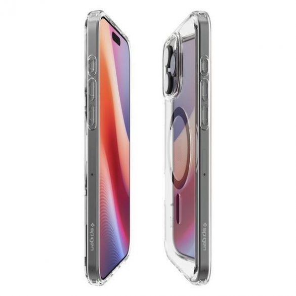 Carcasă Spigen Ultra Hybrid MagSafe pentru iPhone 16 Pro Max - transparentă cu model gri