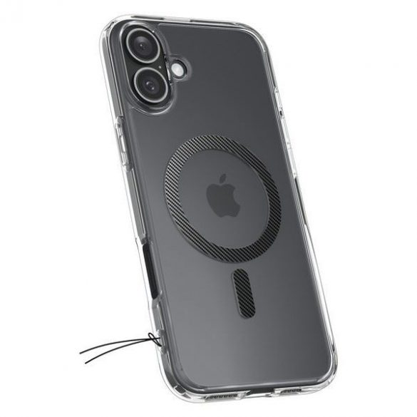 Geantă Spigen Ultra Hybrid MagSafe pentru iPhone 16 - transparentă cu model gri