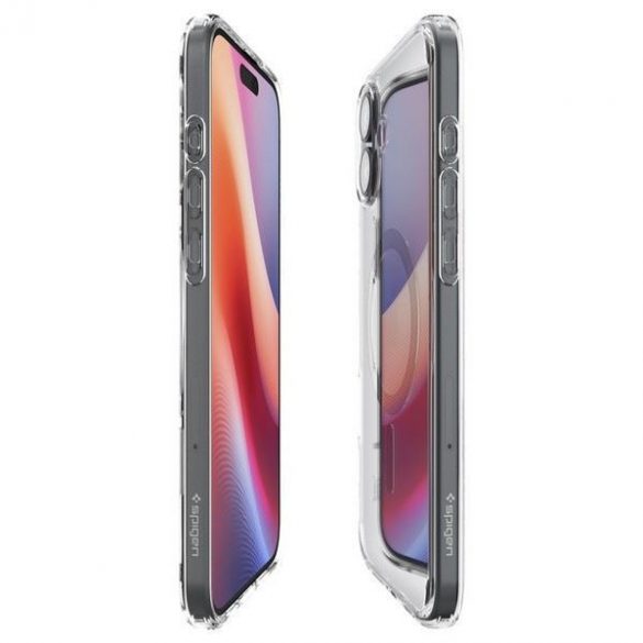 Geantă Spigen Ultra Hybrid MagSafe pentru iPhone 16 - transparentă cu model gri