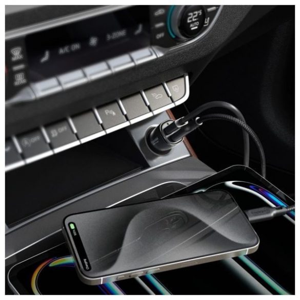 Încărcător auto Spigen EV482 ArcStation Essential cu conexiune 1xUSB-A și 1xUSB-C 48W - negru