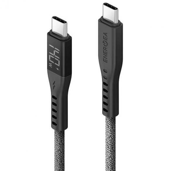 ENERGEA kabel Flow USB-C - USB-C Afișaj digital 1,5 m czarny/negru 240W 5A PD Încărcare rapidă