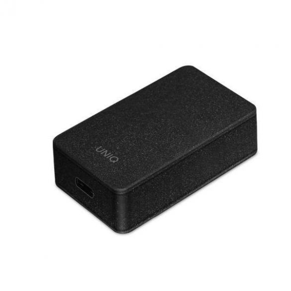 UNIQ Ład. siec. Versa Slim USB-C PD 18W + cablu USB-C și USB-C czarny/negru cărbune (LITHOS Collective)