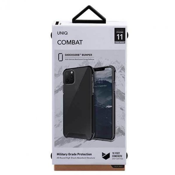 Carcasa UNIQ etui Combat iPhone 11 Pro Max negru de fum/czarny