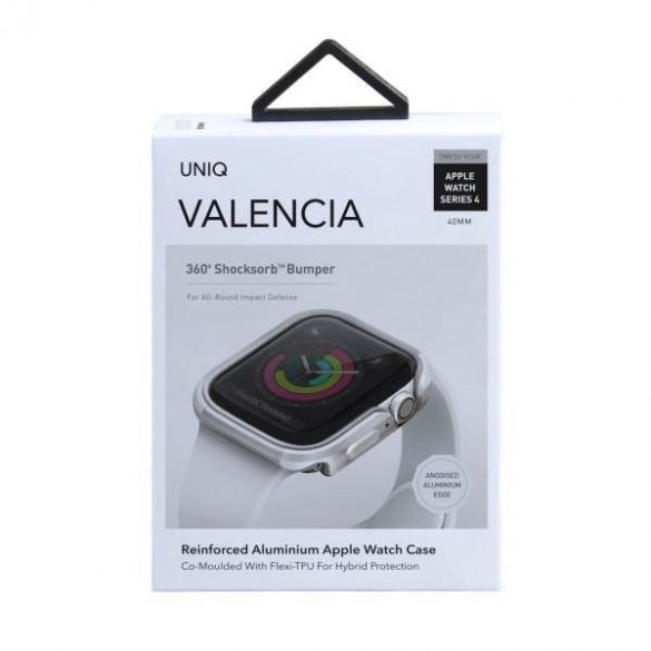 UNIQ și Valencia Apple Watch Series 4/5/6/SE 40mm. srebrny/argint titan