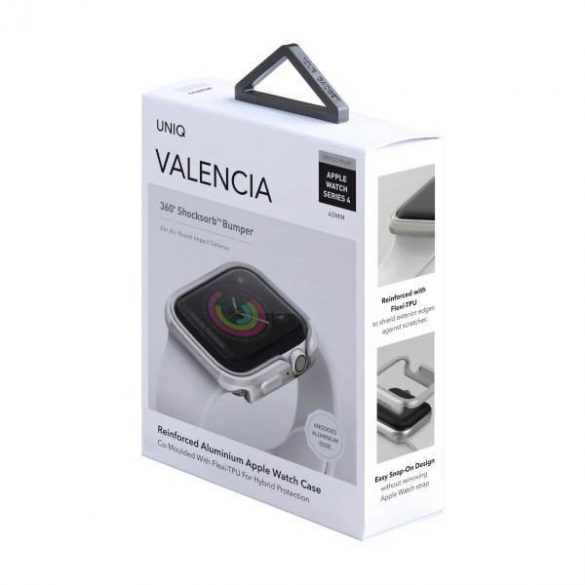 UNIQ și Valencia Apple Watch Series 4/5/6/SE 40mm. srebrny/argint titan